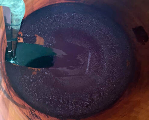 Lees-of-the-red-wine-after-the-first-racking-in-the-vat---2022-wines-finished!